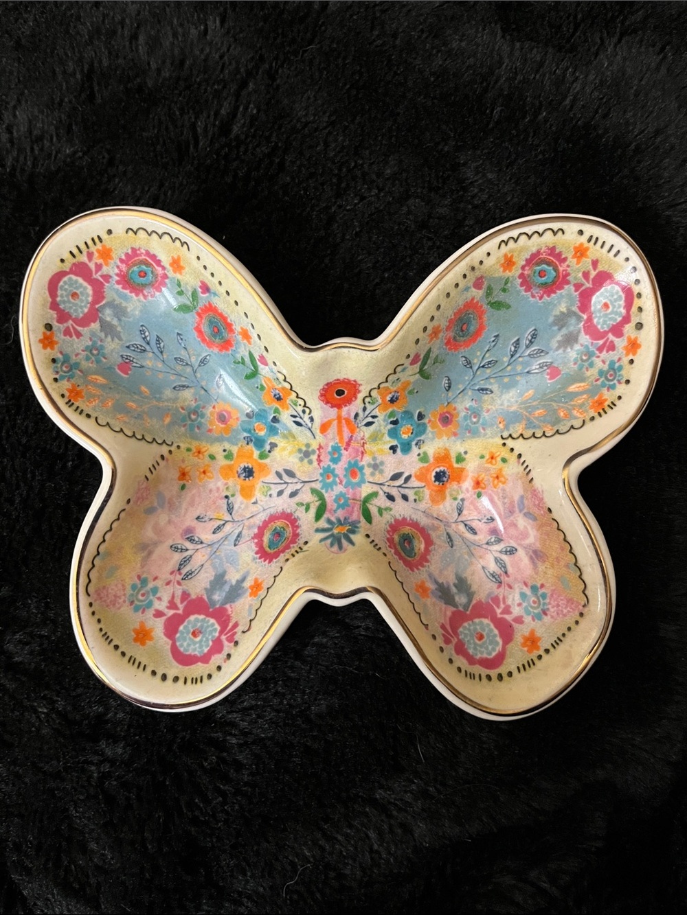 NATURAL LIFE Butterfly Trinket Tray with Pastel Floral Motif